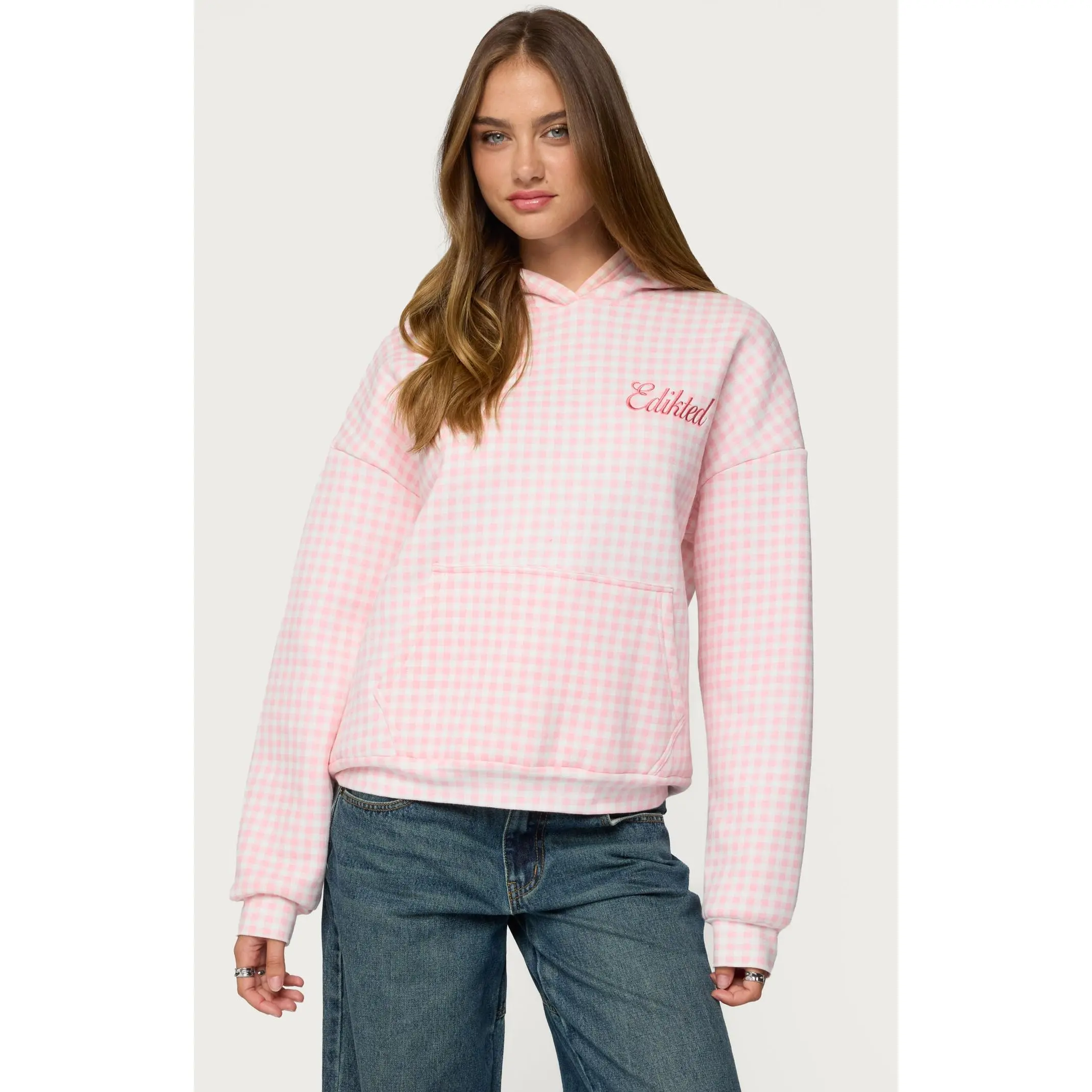 Edikted Women's Edikted Gingham Oversized Hoodie