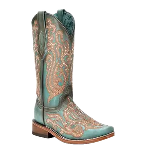 Corral Ladies Distressed Turquoise-Honey Western Boots C4095