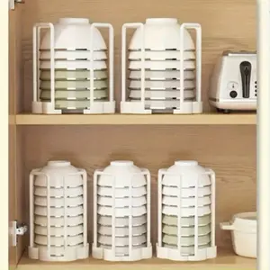 Expandable Kitchen Storage Rack with Drainage Drip Rack Drainboard Dish Drainers Dish Drying Rack Plastic Plate Holder Bowl Shelf Cup Stand Utensil Organizer Outdoor Party Tabletop, Kitchen Organizers, White