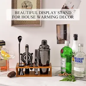 Bartender Kit  Shaker Set with Stand Bar Tool Bar Set for Drink Mixing Home Bartending Kit 17- Bar Cart Accessories: Martini Shaker, Mixer Spoon, Jigger, Muddler, Strainer & Recipes Gifts