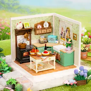 Rolife DIY Miniature Dollhouse Kit Super Store Series Plastic Building Blocks Kits Mini Dollhouse Craft Hobby Kids Playhouse Pretend Play Set（ Farmhouse Kitchen）)