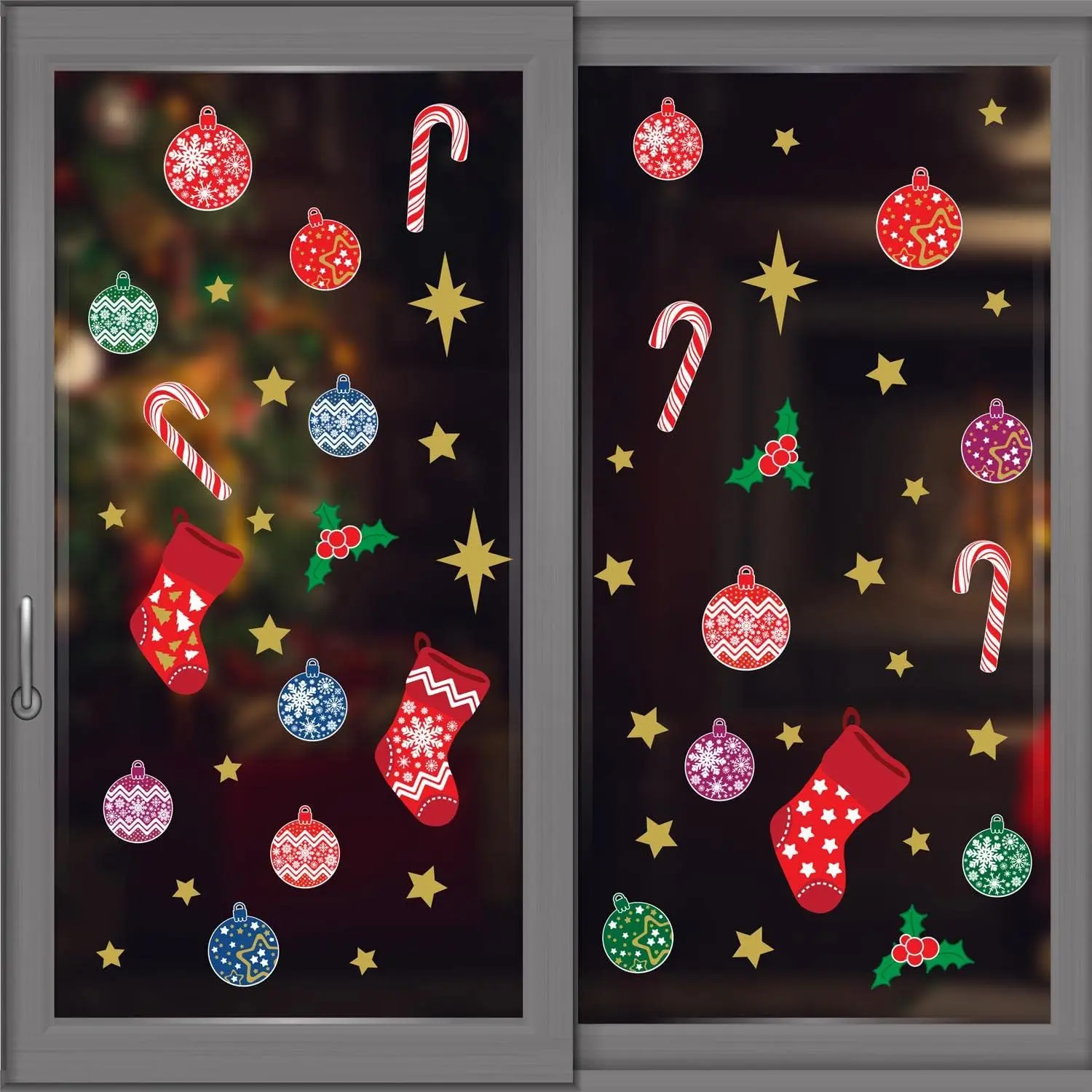 Christmas Snowflake Window Clings - Large Holiday Decorations for Glass Windows Indoor, Xmas Clearance Festive Decor for  - 54 count