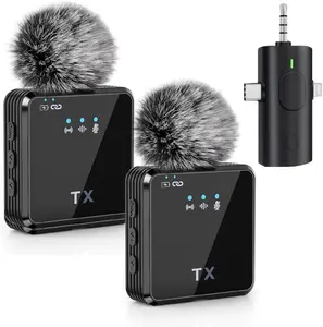 Wireless Lavalier Microphone for iPhone, Android, Cameras - Mini Microphone with Noise Reduction, 20H Battery Life, 4 Mic for Video Recording, TikTok and YouTube