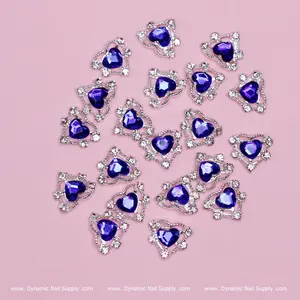 20 pcs Heart shape Charm for Nails Art Design (Blue stones)