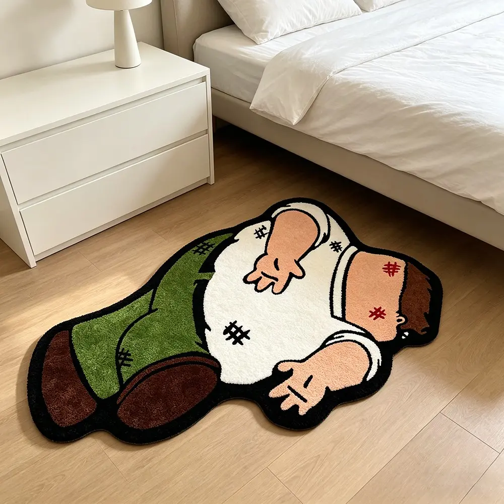 Funny Cartoon Character Kawaii Rug, Creative Irregular Bedroom Bedside Carpet, Soft Plush Floor Mat for Indoor/living Room, Multi-Scene Home Decor, Decorative Fluffy Rug, Home Decorative Rugs