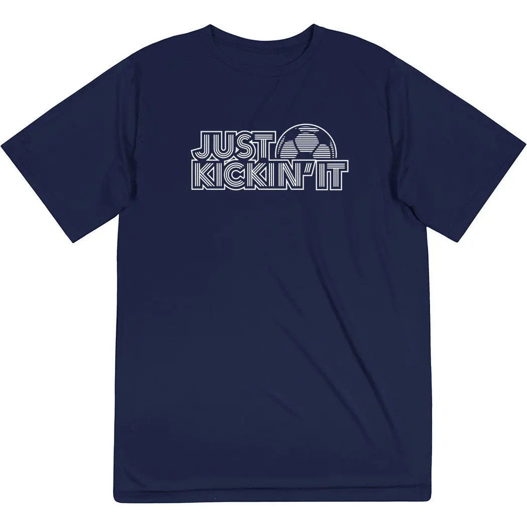 Men's Shortsleeve Polyester Athletic Performance Tee - Casual Menswear for Soccer, Just Kickin' It, Top, Tshirt