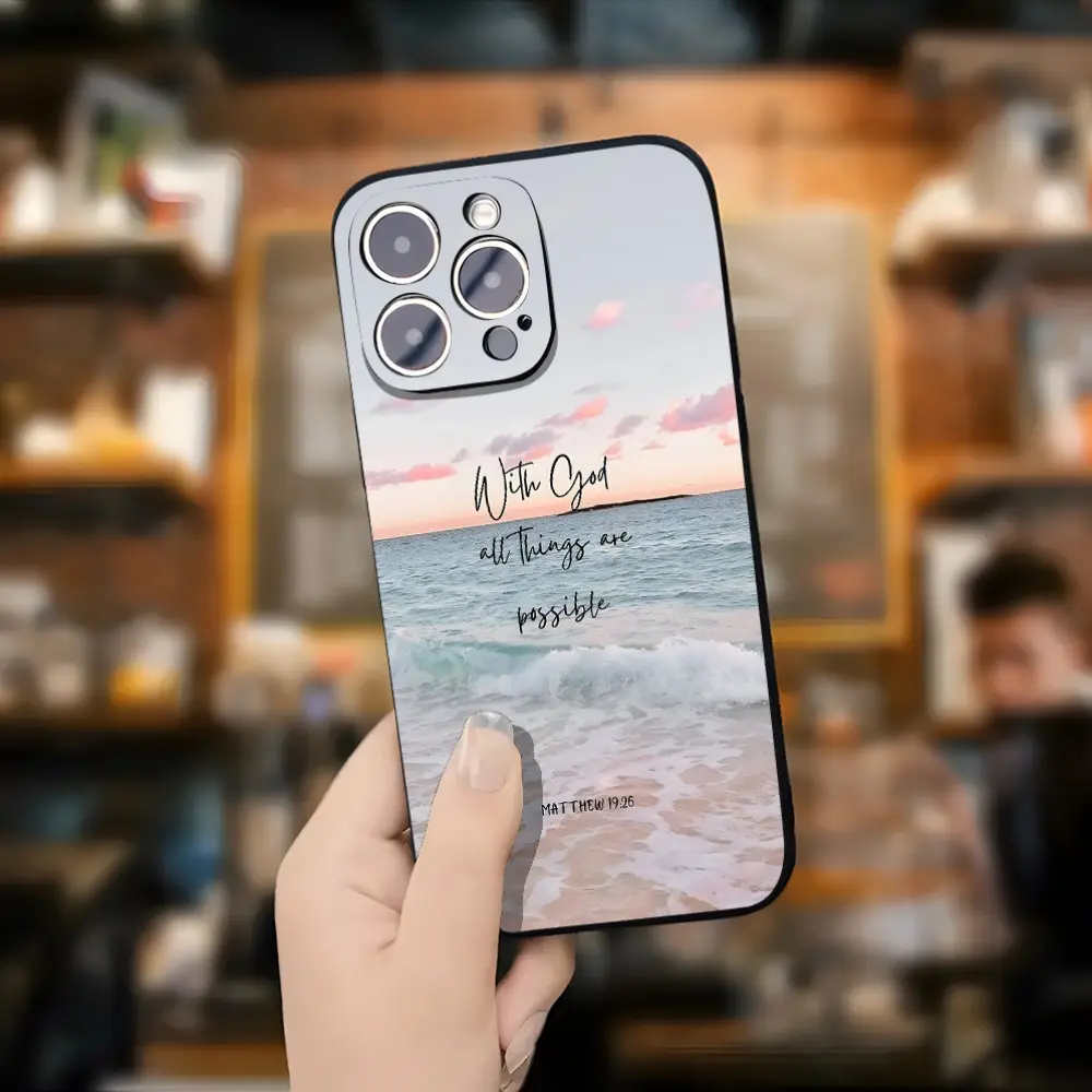 Christian-themed phone case, featuring ocean aesthetics, perfect for autumn decoration, compatible with iPhone 17, 16, 11, 15, 14, 13, 12 Pro Max and Plus. A gift idea to support Christian sisters, women, and men