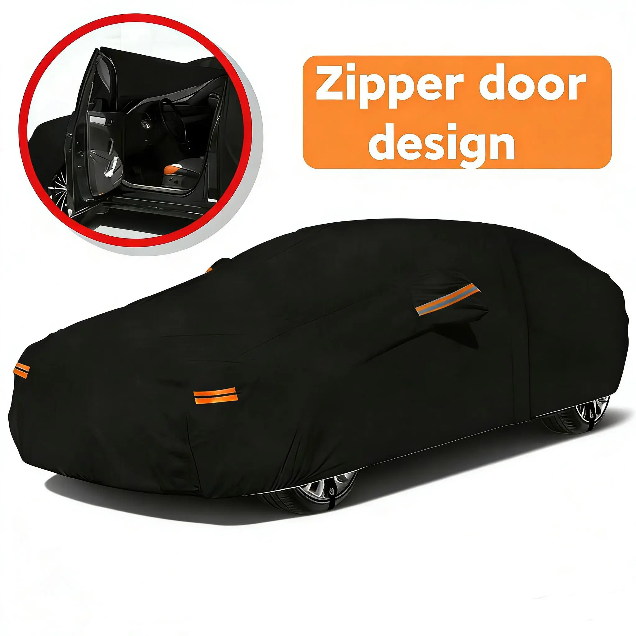Universal Car Cover with Zipper Door Design,All-Weather Waterproof,Dustproof,Snowproof,Anti-Scratch & UV Protection for Cars SUVs, Universal Fit Outdoor Use, Dustproof Slipcover, Dust Car Covers & Shelters