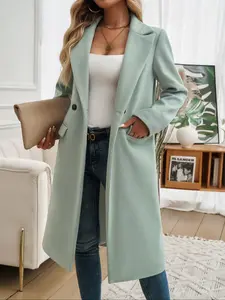 Women's Fashion Basic Casual Woven Lapel Cardigan Coat, Womenswear, Clothes, Long Sleeves, Thick Fabric, Fall & Winter Outerwear, Available in Multiple Colors