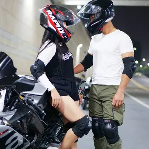 Vemar Men Women Short Motorcycle Knee Elbow Pad Set, Sponge Protection Off-Road Mx Racing Gear, Compact Protective Equipment Elbow Guard Knee Pads