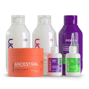 La Pocion Shampoo Crecimiento (Morado), Tratamiento, Crema Dual, Mascarilla Ancestral y Dutonic (5 Pack)