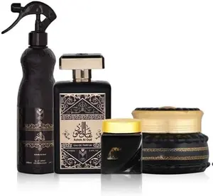 Ashek Al Oud – 4-Piece Gift Bundle: 100ml Perfume, 30g Bakhoor, 60g Mamoul & 480ml Air Freshener – Premium Oriental Fragrance – Ideal for Gifting, Home & Office, Made in Saudi Arabia