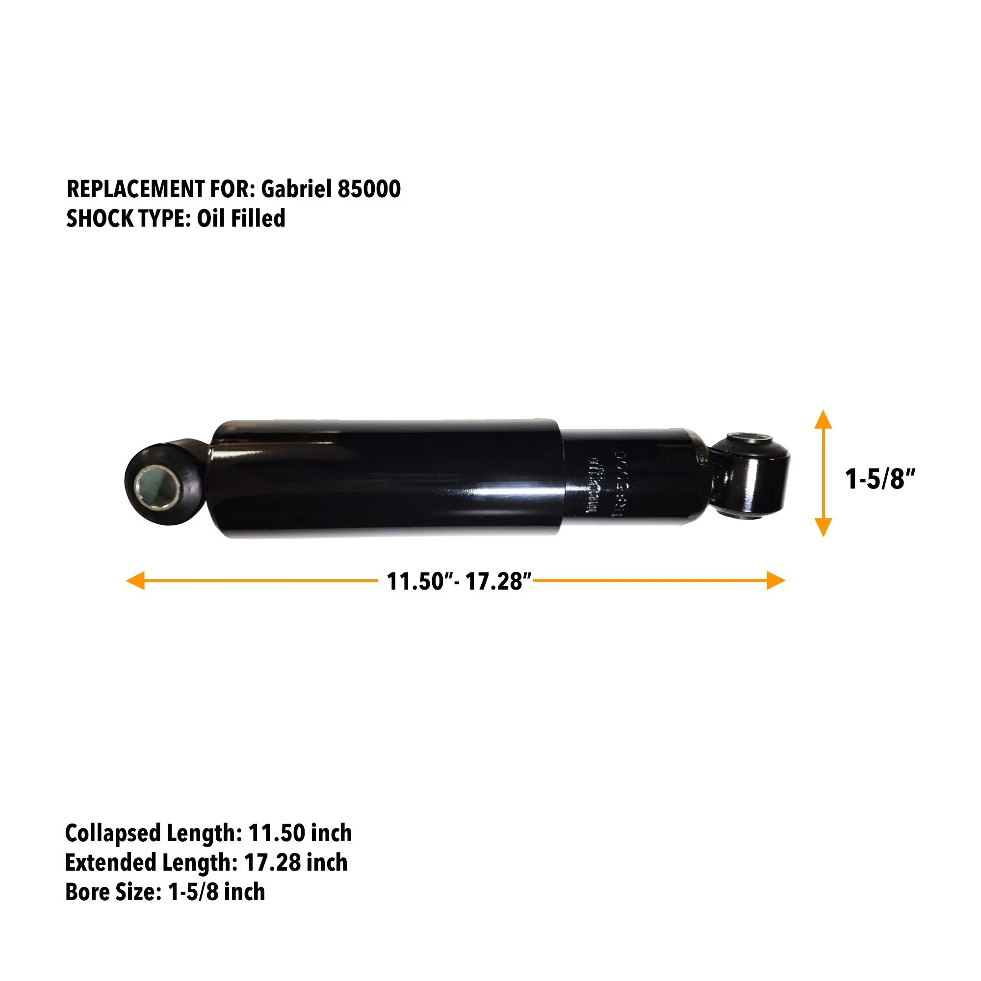 TORQUE 4 pack of 85000 Heavy Duty Shock Absorber for HENDRICKSON Intraax, Vantraax & CUSH & RIDEWELL & TRAILMOBILE semi Trucks Trailer (Replaces Gabriel 85000 665724 Monroe 65416 65419) (4 x TR85000)