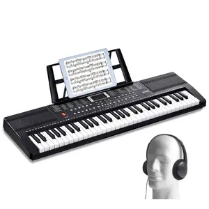 VEVOR 61 Key Digital Keyboard Piano, Lighted Keys, Electric Portable Piano with Adjustable Stand 600 Tones 500 Rhythms Built - In Speakers Sustain Pedal Headphones, USB MIDI for BeginnersVEVOR Super Brand Day