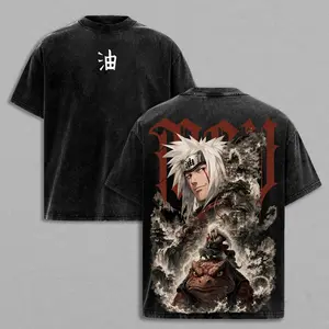 Jiraiya Pervy Sage Tee, Vintage Washed Cotton Shirt, Oversized Anime Streetwear