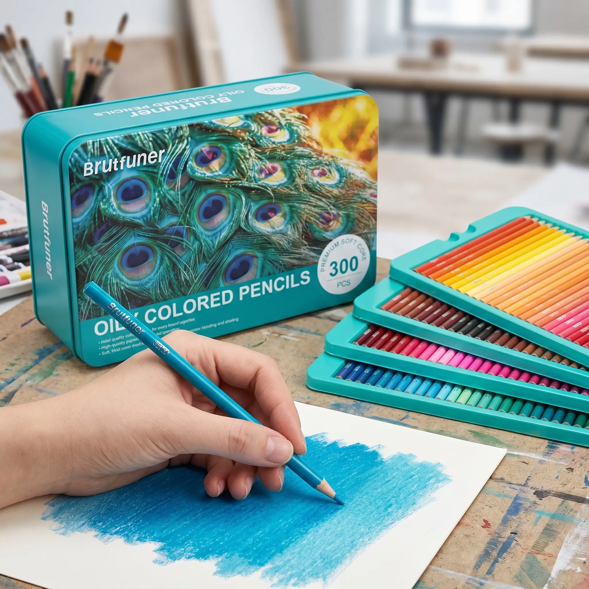 Professional Colored Pencils,Set of 300 Colors,Artists Soft Core with Vibrant Color,Ideal for Drawing Sketching Shading,Pre-sharpened Artists Colored Pencils for Adult Coloring Book