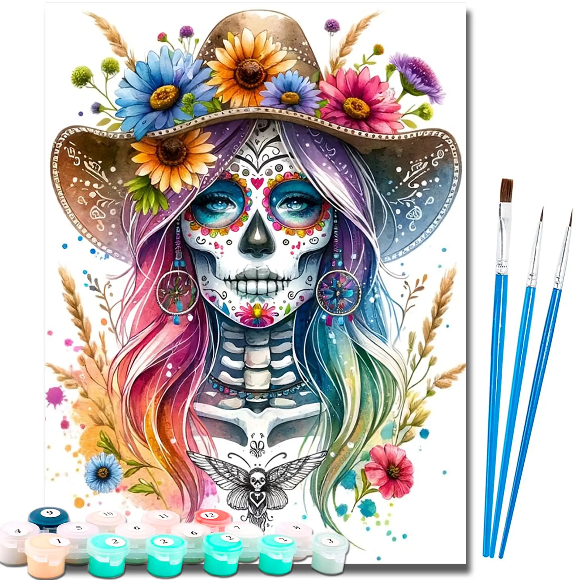 16x20 in Paint by Numbers Kit - DIY Decorative Painting Art Set for Adults Beginners, Preprinted Grid Handcraft Art Kit, Home Wall Decor Gift for Birthdays, 16X20 Inch
