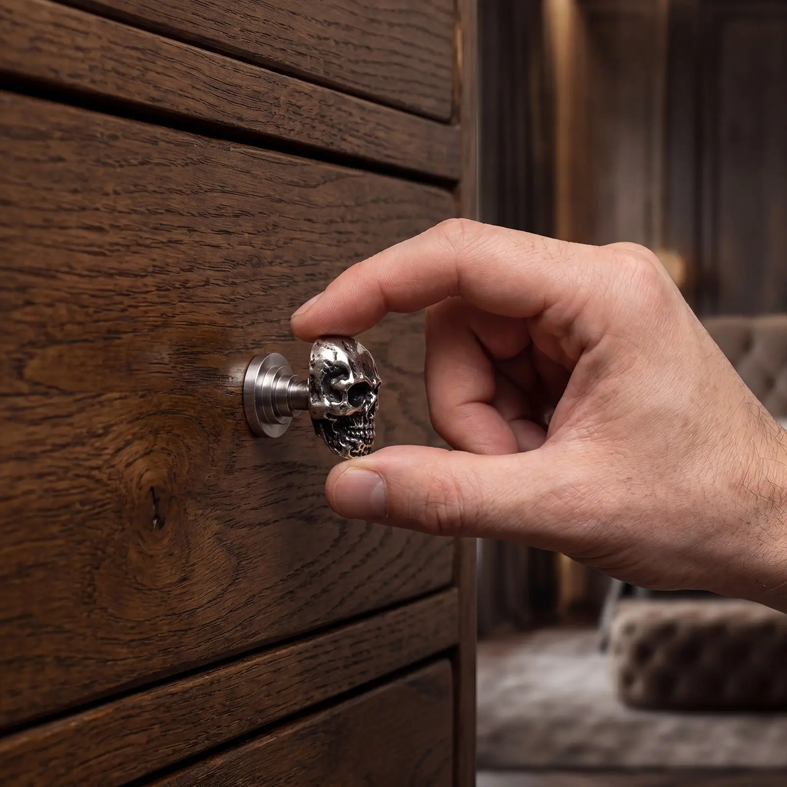 6-Pack High-End Rustproof Alloy Skull Cabinet Knobs Drawer Pulls Doorknob Door Hardware, Home Decor Tools, Bedroom Study Room Renovation, Youth Trend, Halloween Gift