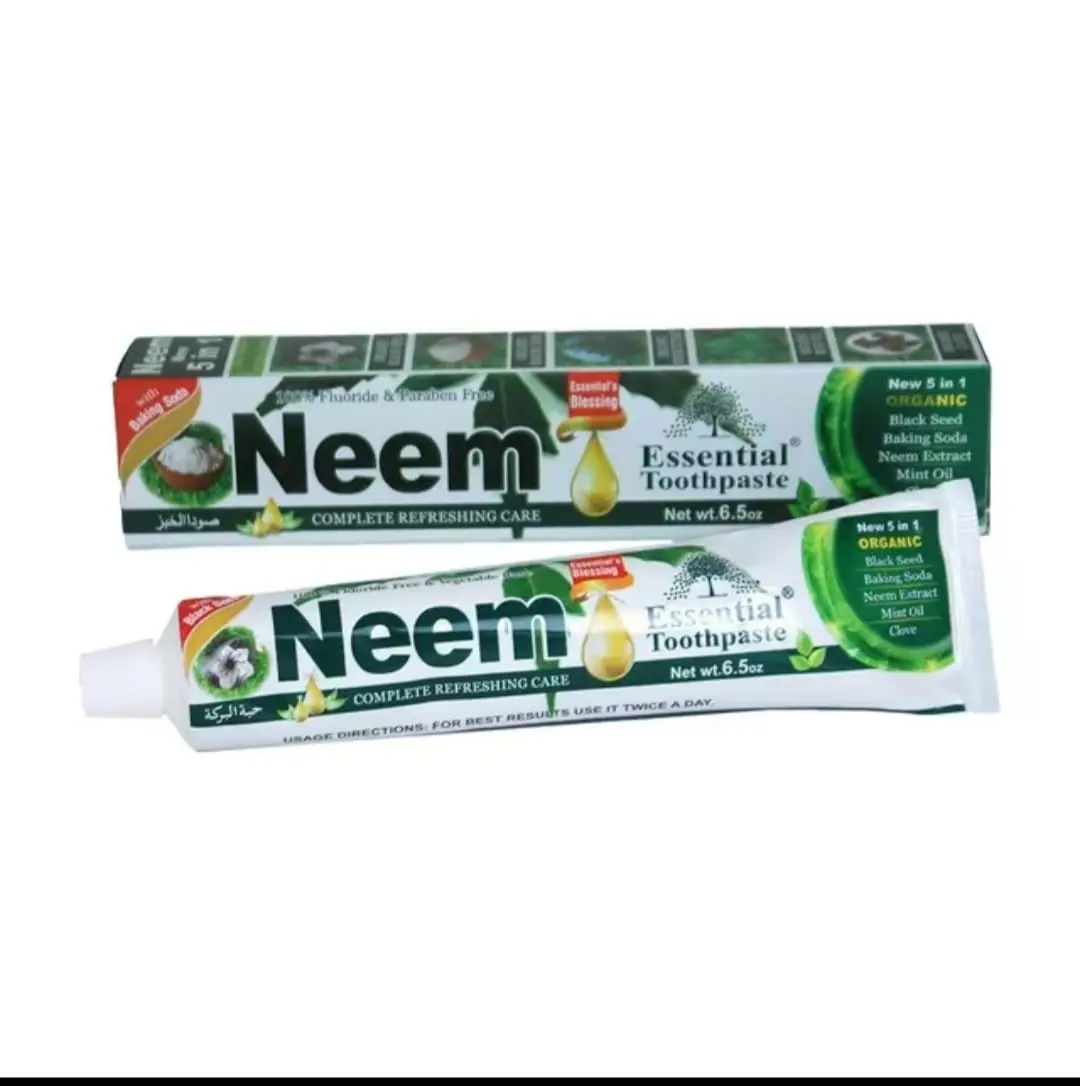 Neem Essential Toothpaste New 5 in 1 Minty Freshness Clove & Neem Extract 6.5oz Oral Health Fluoride Free Paste Oral Care Mint Oral Care Product