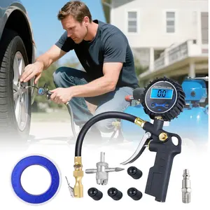 Digital Tire Pressure Gauge with Inflator, 3-250 PSI Air Chuck & Compressor Accessories Heavy Duty with Quick Connect Coupler, 0.1 Display Resolution