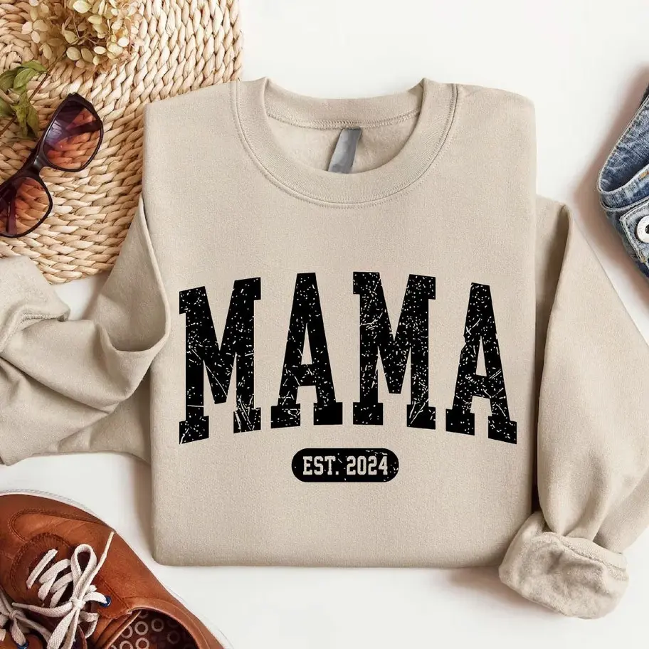 Personalized Mama Est Sweatshirt,Custom Mom Sweatshirt,New Mom Gift,Mama Crewneck,Mothers Day Gift,Baby Announcement,Wife Gift,Motherhood