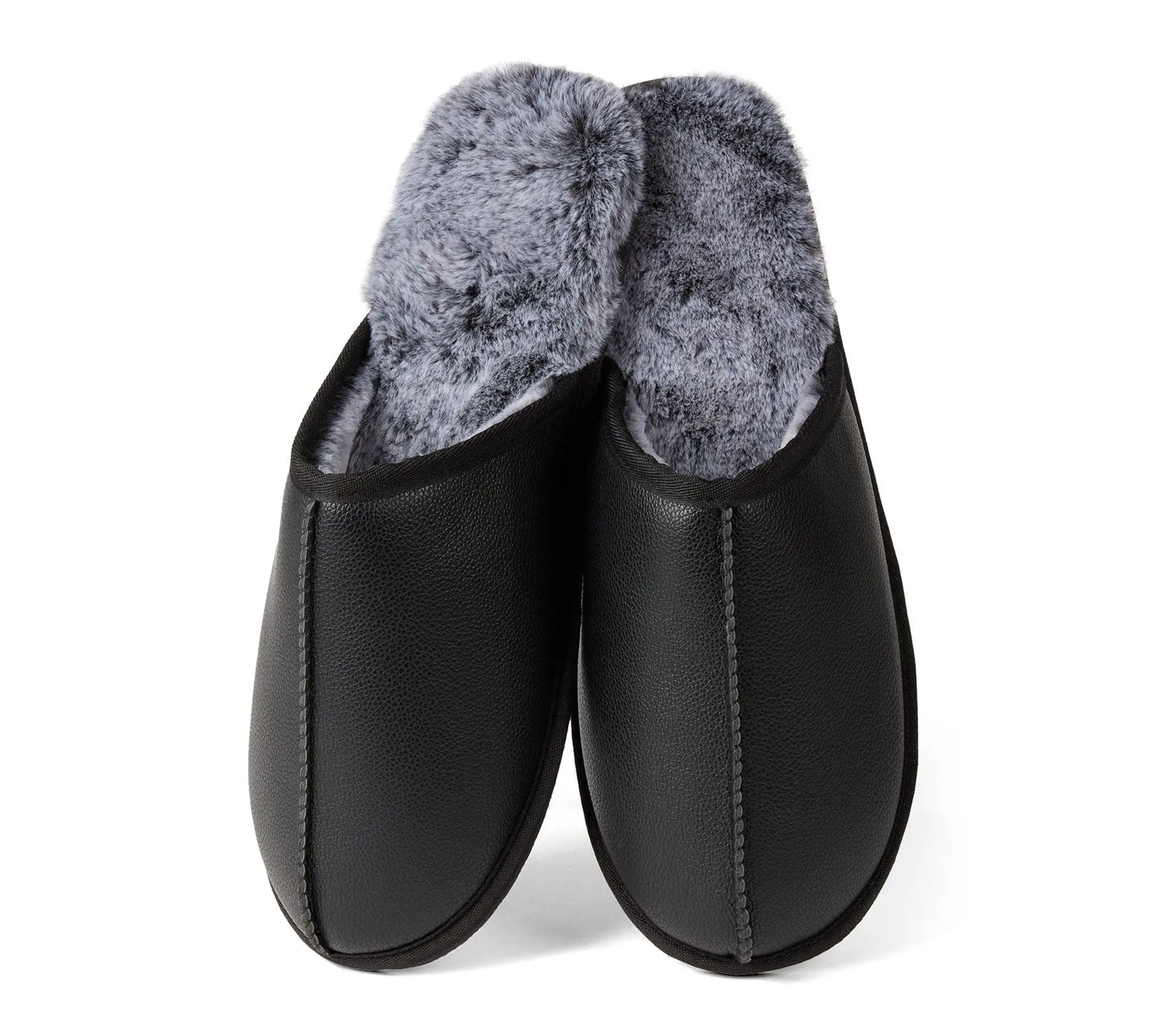 Memoi Men's Plush-Lined Vegan Leather Scuff Slipper Memoi Men's Plush-Lined Vegan Leather Scuff Slipper