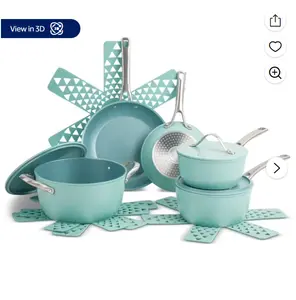 Thyme & Table Acadia 12 Piece Cookware Set Non-Stick - Blue