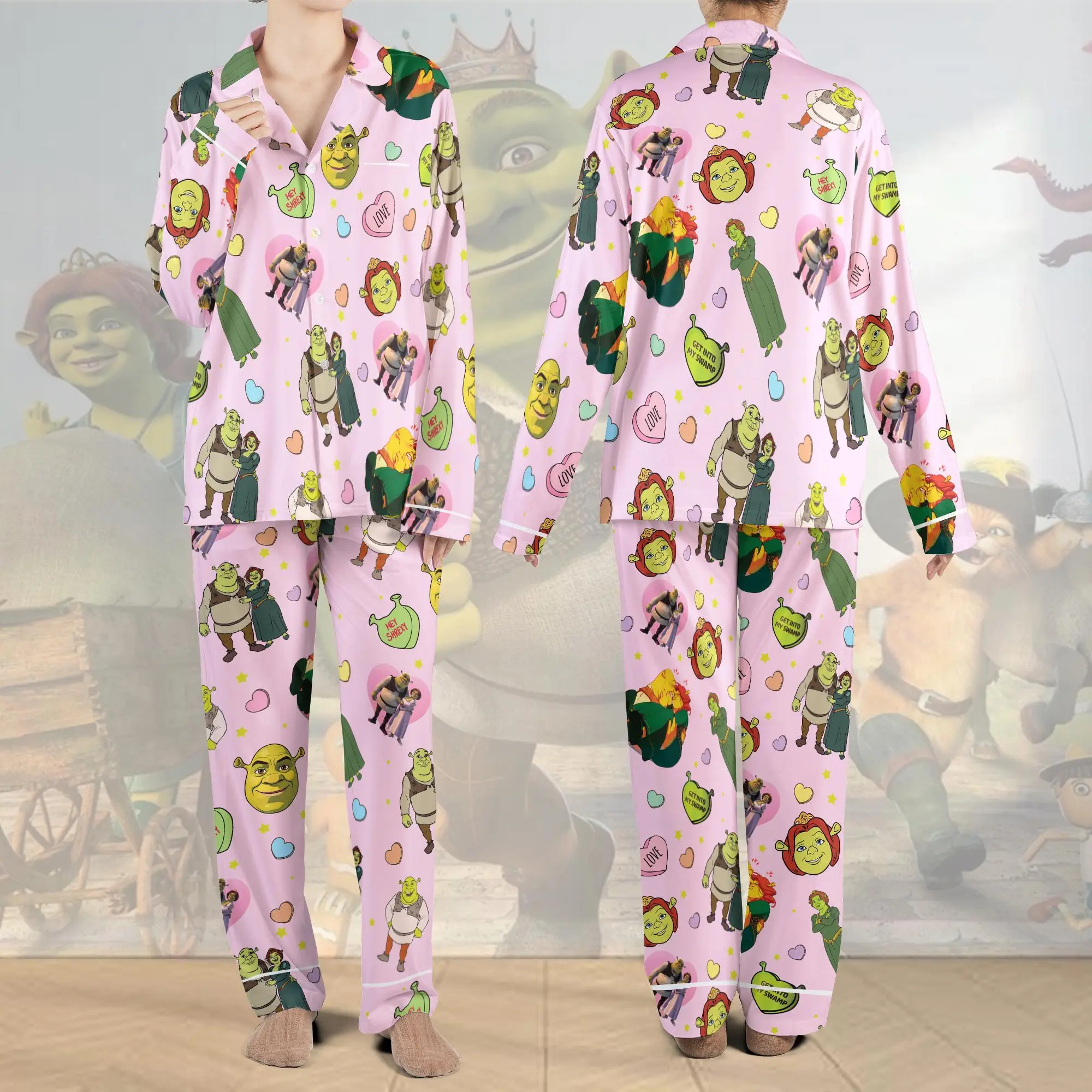 Shrekkk Pajamas Set, Couple Pajamas, Meme Valentine Matching Pajamas, Movie Pj Set, Gift For Girlfriend, Gift For Her