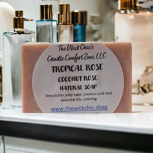 The Wick Chic's Candle Comfort Zone,LLC Tropical Rose-Coconut Rose Bar Soap for Body Care and Cleansing