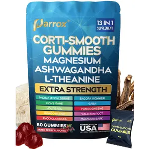 Corti-Smooth Gummies (Mixed Berry Flavor) - Parrox 13 in 1 Magnesium Supplement with L-Theanine, Lions Mane & More Natural Ingredients - Made in USA - (60 Gummies)