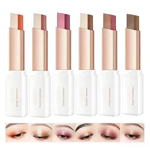 【6PCS】Glitter Gradient Eyeshadow Stick Two Tone, Two-tone Shimmer Gradient Eyeshadow Stick Double Colors Eyeshadow Stick Waterproof Glitter Eye Stick Eyeshadow Pen for Women Eye Makeup