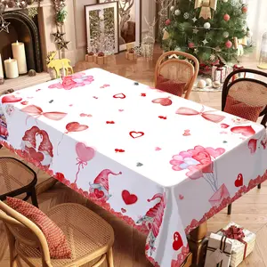 Valentine's Day Rectangular Tablecloth, Heart Bow Design, Indoor & Outdoor Use, Kitchen Dining Room Decor, Holiday Party Wedding, Picnic Table Cover