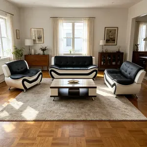 3 Piece Leather Sofa Set, ModernLiving Room Furniture with 3-SeaterSofa, Loveseat &Armchair,Contemporary Couch Set forHome Decor,Minimalist Style MaterialEasy Assembly, Comfy