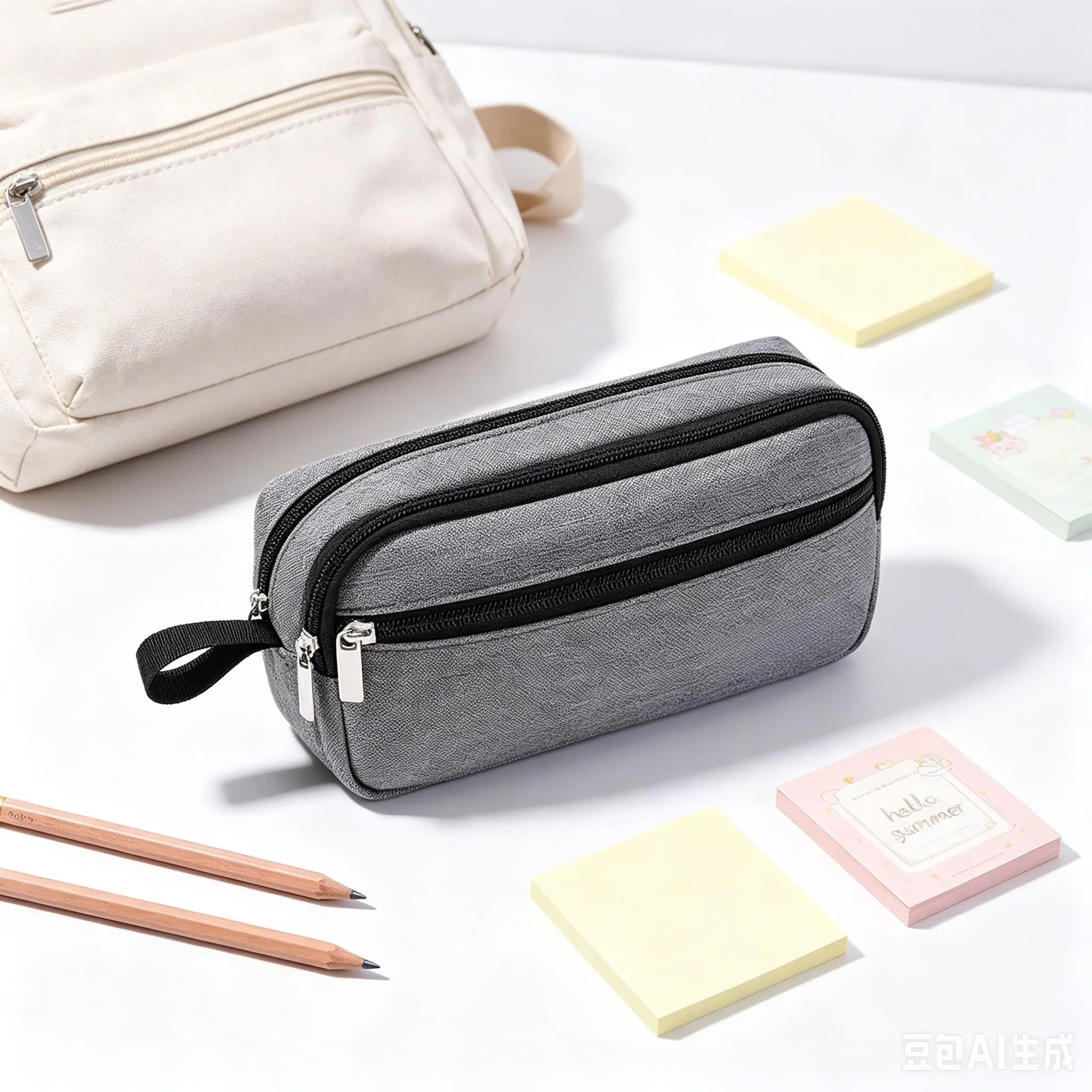 Rectangular Modern Pencil Case - Large Capacity Double-Layer Solid Color, Stain-Resistant Oxford Cloth, Compact Portable Stationery Pouch, Practical Gift for Primary School Students, Simple, Spacious