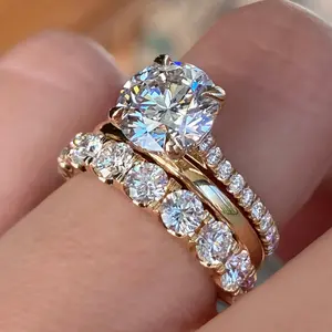3PCS Fashion Stackable Ring Set, Luxury Prong Setting Cubic Zirconia Rings, Vintage Engagement Promise Jewelry Set for Women Anniversary Gift