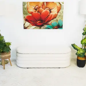 Cabana White Boucle Bench W/Storage