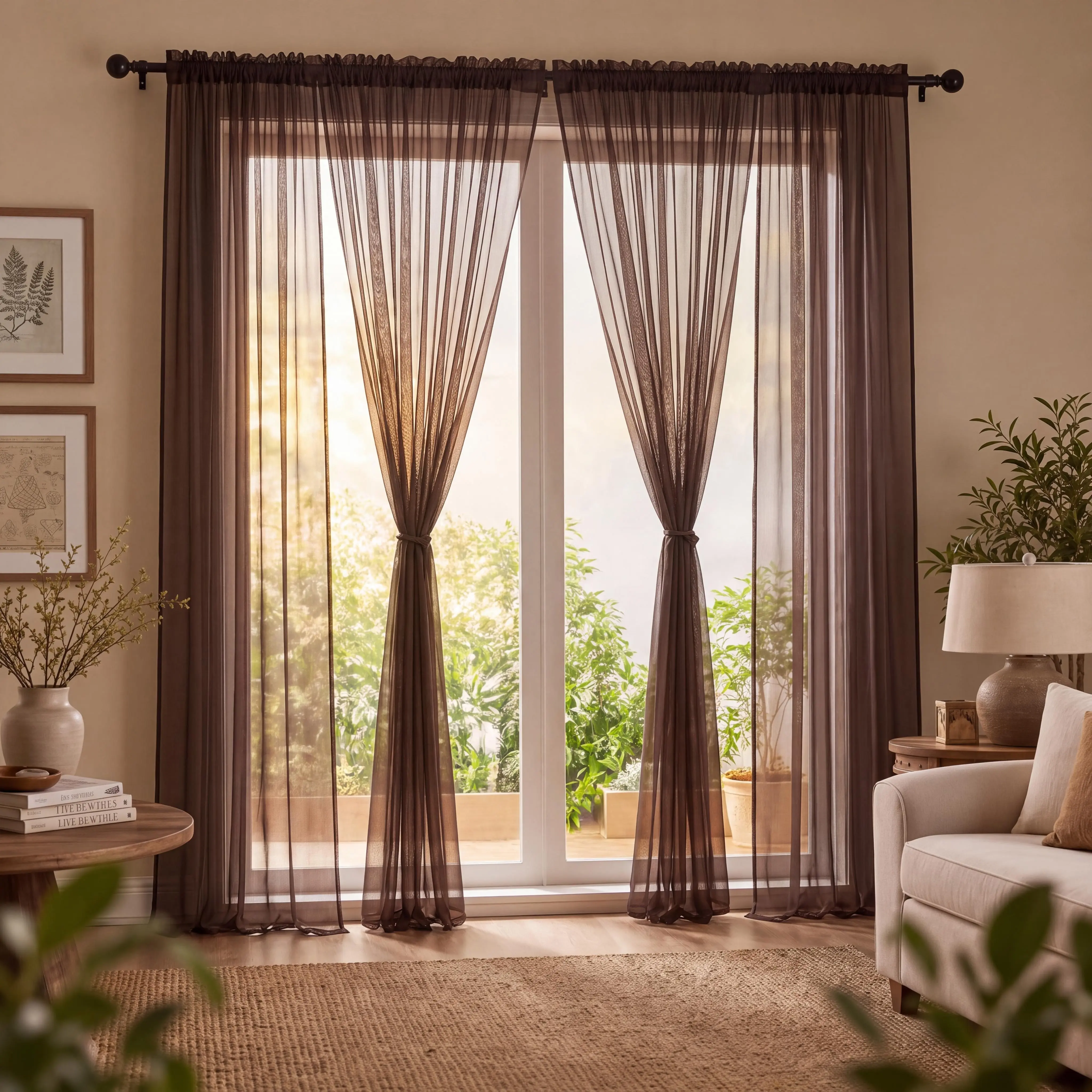 Rod Pocket Sheer Voile Curtains 4-Panel Pack, Lightweight Semi-Transparent Solid Polyester Home Textile Drapes, Light Filtering Durable Fabric for Daily Use, Minimalist Modern Decor for Living Room, Bedrooms/Living Window Treatments