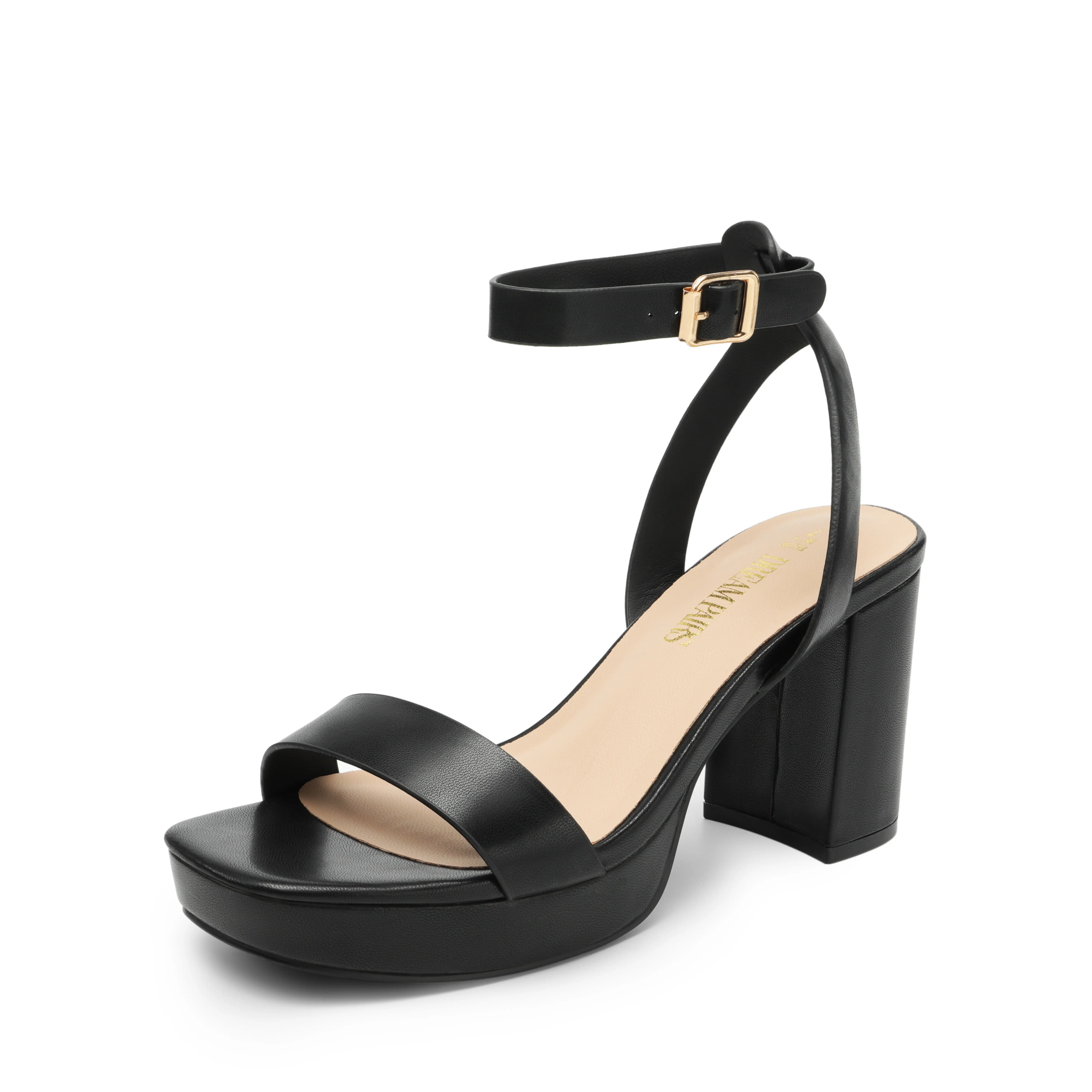 Dream Pairs Women's Chunky Block Heel Platform Sandals with Ankle Strap, Comfortable Padded Heels for Casual Parties, Stylish, Footwear, Platform Heels