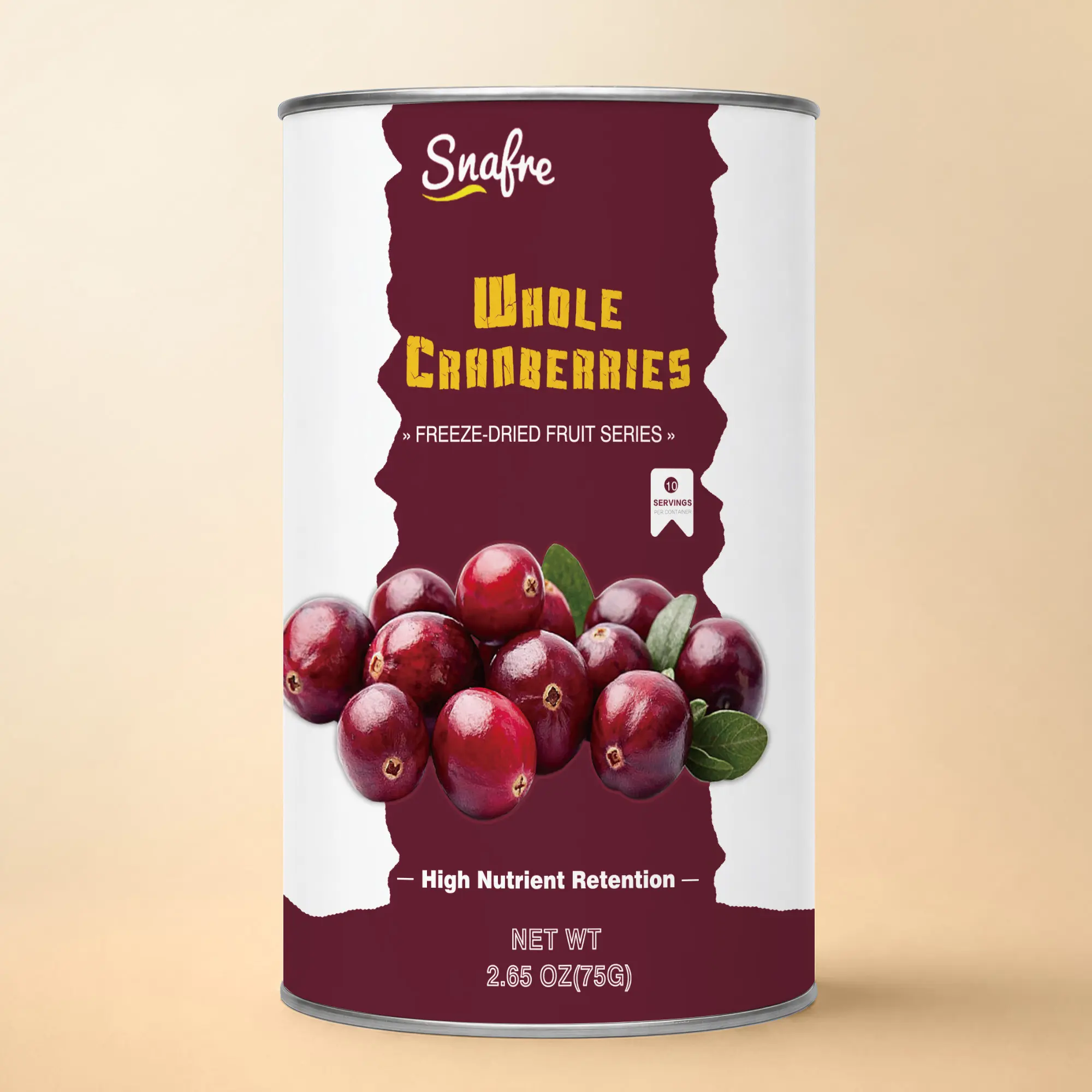 SNAFRE Freeze Dried Whole Cranberries 2.64 oz - 100% Real Fruit Snack No Sugar Added Non-GMO Crispy Berries for Yogurt Salad & Camping