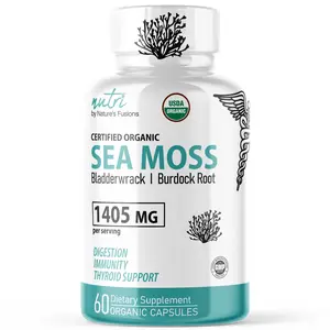 Certified Organic Irish Sea Moss Capsules - 1405mg Burdock Root, Bladderwrack, SeaMoss Raw Organic & Black Pepper Powder - Nutri Sea Moss Complex- Non-GMO, No Fillers, 60 Capsules…