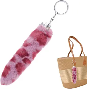 Fuzzy Leopart Print Purse Charms for Handbags Tote Bags  Y2k Leopard Print Tail Fluffy Keychains for