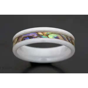 Abalone Shell Ring - Ceramic Wedding Band