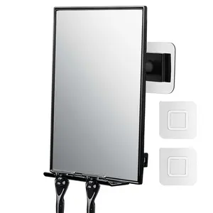 LFOYOU Shower Mirror for Shaving and Makeup with 2 Replaceable Adhesive - Two Razor Holder, 360 ° Rotation Adjustable Shaving Make up Mirror with a Squeegee, Bathroom Razor Holder(Not Fogless)