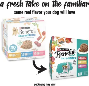 Purina Beneful Small Breed Wet Dog Food Variety Pack, IncrediBites With Real Beef, Chicken and Salmon - (Pack of 30) 3 Oz. Cans