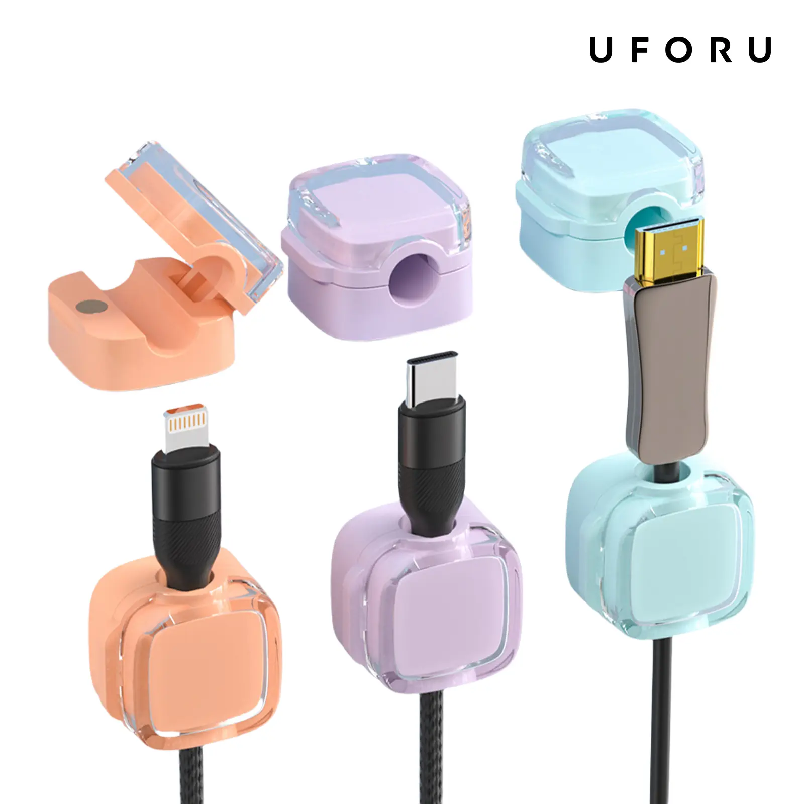UFORU Magnetic Cable Clips 6 Pack, Self-Adhesive Cord Organizer for Charging Cables, Desk Wall Nightstand Office Gift dealsforyou#SummerWins