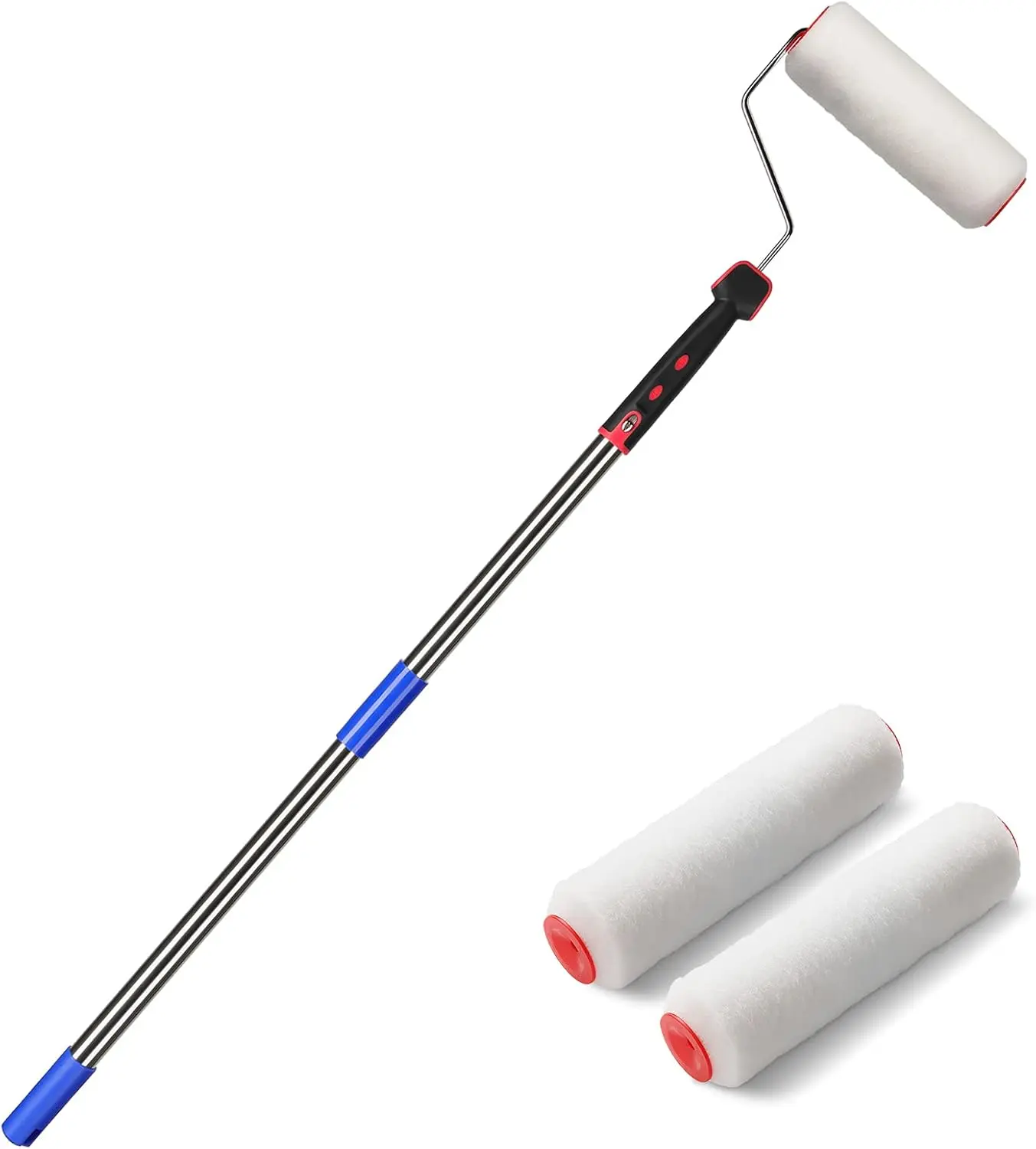 Professional Paint Roller Kit with 4FT-8FT Extendable Pole, Multi Function Wall Painting Tool Set with Roller Covers and Brushes, Stainless Steel Paint Roller for Walls Ceilings Indoor Outdoor Painting