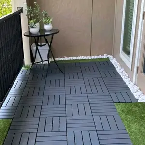 44 Pack Patio Deck Tiles 12" X 12" Square Waterproof Outdoor All Weather Use Plastic Interlocking Deck Tiles Brown-2 PVC Material Easy Installation Efficient Drainage Low Maintenance Versatile Flooring for Balcony Backyard