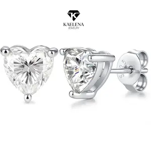 Kaelena Heart Shaped D Color VVS Lab-Created Moissanite Stud Earrings S925 Silver Jewelry, Birthday Valentine's Anniversary Mother's Day Gift for Women Daily Wearperfect  #ED008