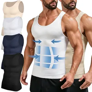 Men's Sleeveless Slim-Fitting Compression Tank Top, Undershirt Shapewear for Gynecomastia, Tummy and Abdomen Control