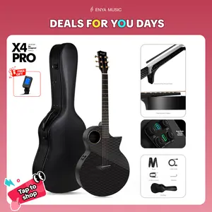 【Music, Evolved.】Enya X4 PRO Acoustic Electric Guitar 41-Inch Full Size Carbon Fiber Cutaway Design, AcousticPlus Pickup System with Built-in Effects & Tuner, Includes Deluxe Hard Case, Leather Strap, Cable  Christmas Gift, TikTokShopHolidayHaul